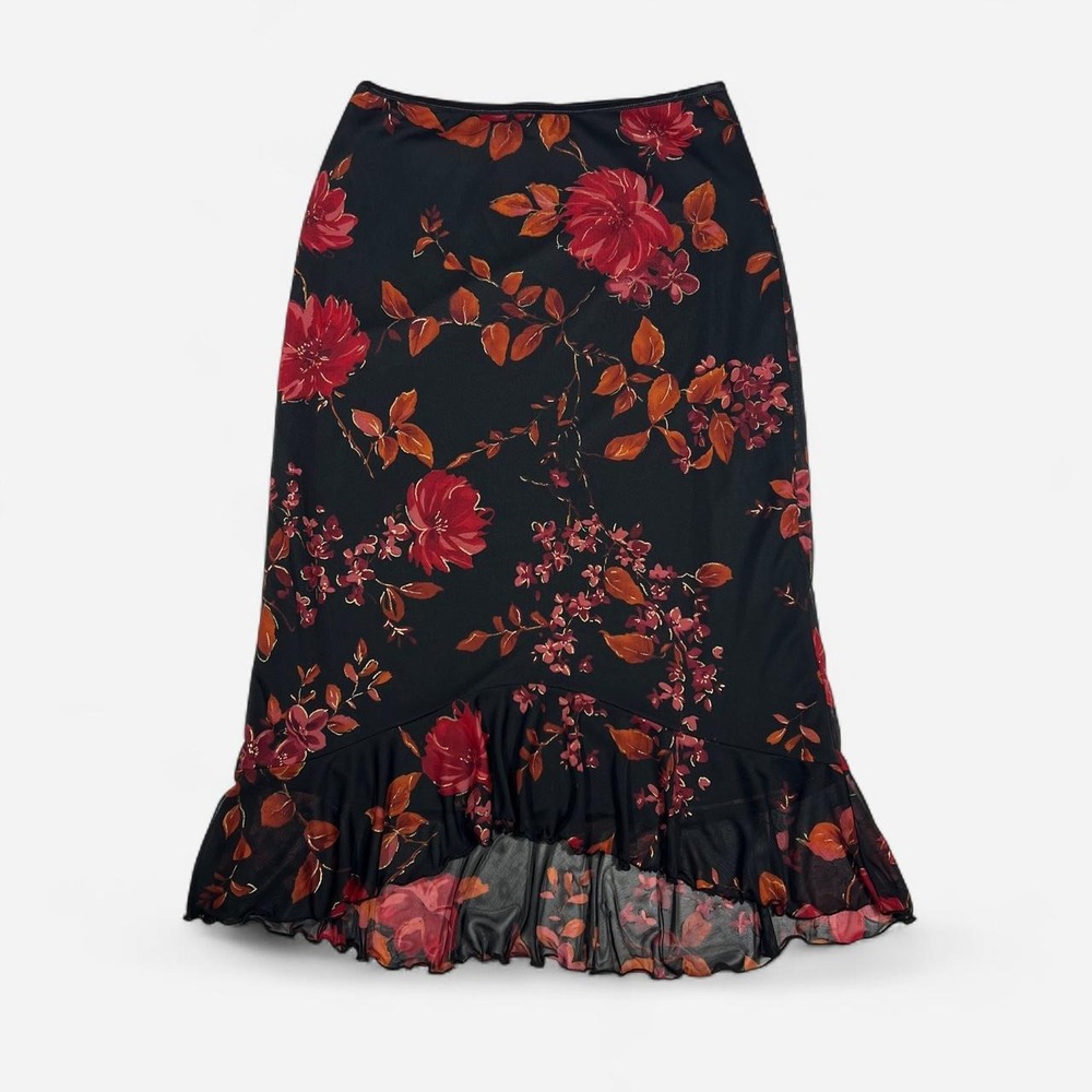 Star City Floral Leaves High Low Midi Skirt Vintage 90s Y2K Fall